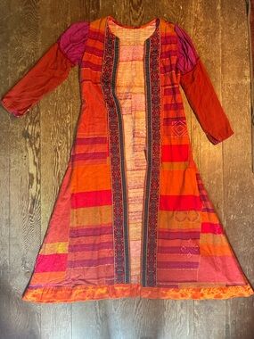 Handmade Bohemian Patchwork Orange & Pink kimono/long coat